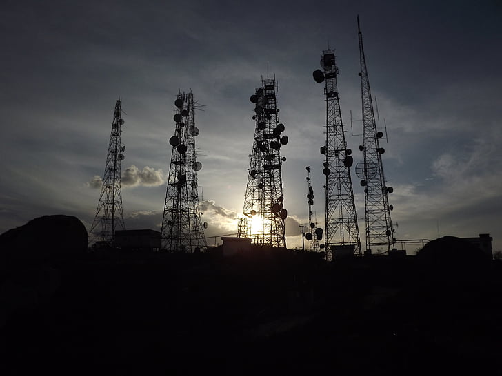 antennas, sunset, nature, technology, eventide, tower, equipment