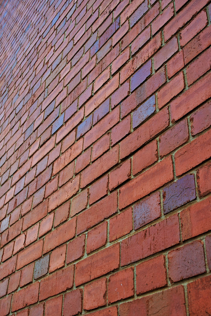batu bata, merah, baris, pengulangan, dinding, batu bata, blok