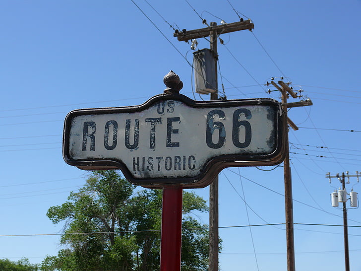 route 66, seligman, highway, historic route, sign, street