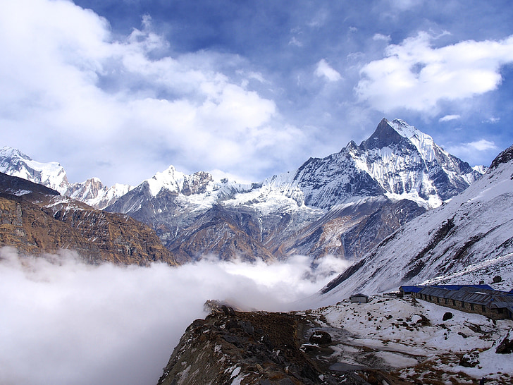 Nepal, Basecamp, Himalaya, bergen, snö, landskap, Mountain