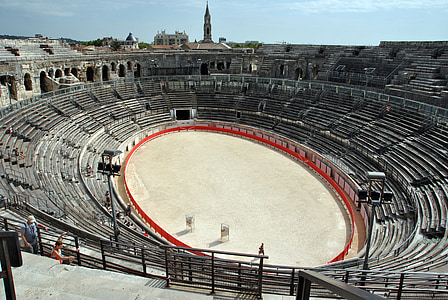 amphitheatre, nimes, france, roman, monument, ruin, roman empire