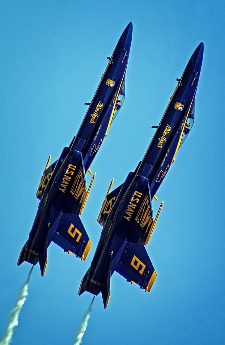para cima, Blue angels, USAF, a-18 hornet f, militar, jato, avião