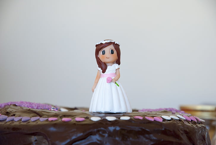 communion, tarte, Figure, gâteau, mariage, décoration, jeune fille
