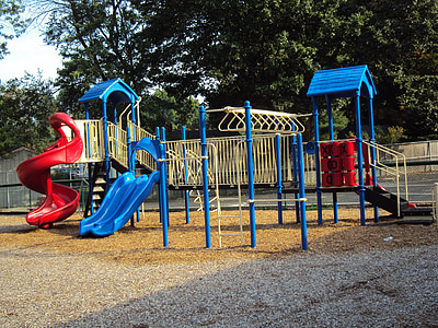 playground, slide, park, childhood, equipment, recreation, leisure