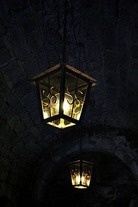 lampe, lys, slottet, belysning, de, lykt, mur