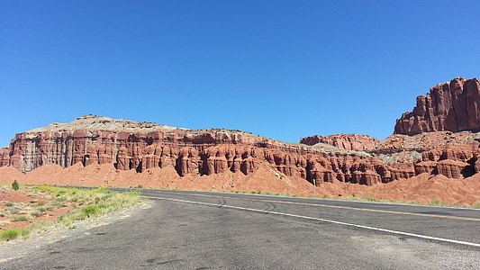 road, canyon, rock, red, scenic, west, country