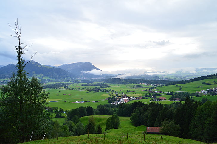 táj, Allgäu, felhők, Allgäu-Alpok, hegyek, alpesi, természet