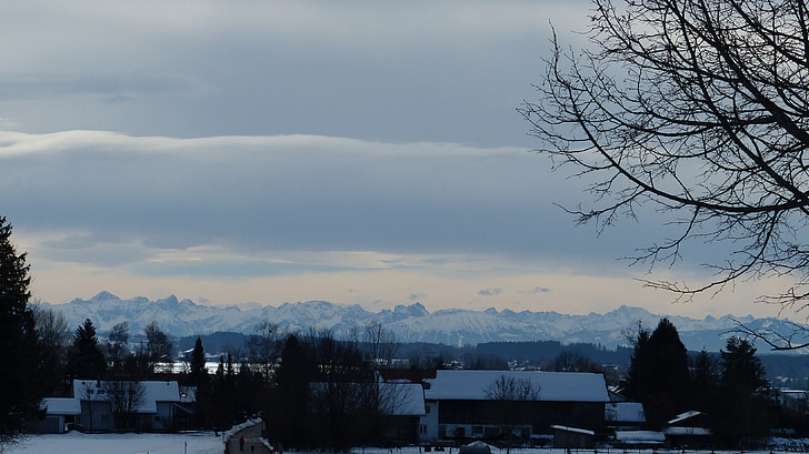 Allgäu, Zima, snijeg, Panorama, sušilo za kosu, breitenberg, Aggenstein