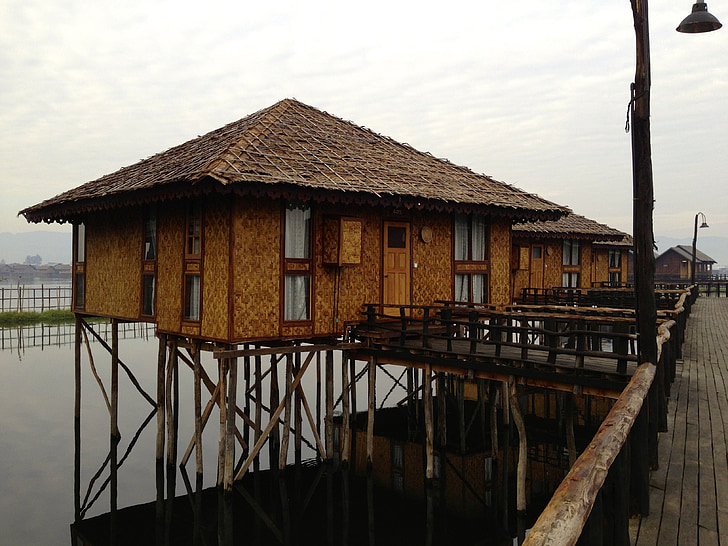 kabine, hus, hjem, Inle lake, Burma, hytte, landdistrikter