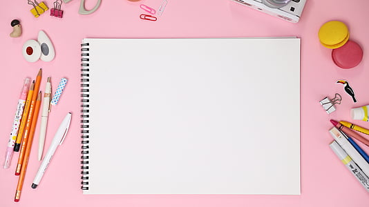 pink, macaroon, sketchbook, colored pencil, pen, pencil, drawing book