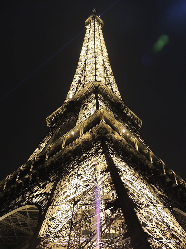 Paris, Eiffel, tour, Tour Eiffel, nuit, lumière, Français