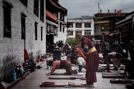 Tibet, Jokhang, templom, Lhásza, tibeti, buddhista, ima