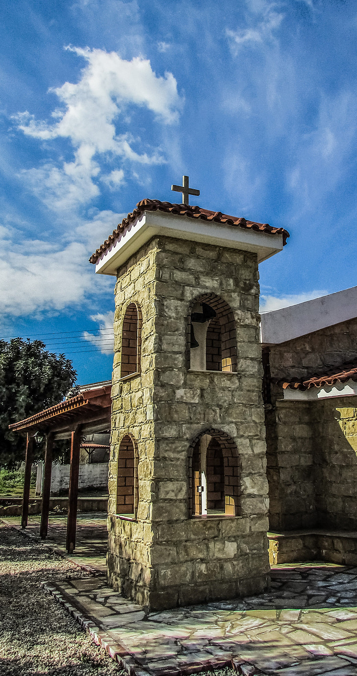 cyprus, avgorou, ayios mamas, church, belfry, architecture, religion