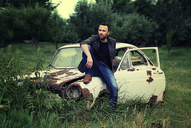 self, old-car, motor, vintage, white, picture, insert