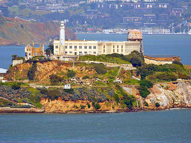 Alcatraz, fengsel, øya, sjøen, USA, bygge, San francisco