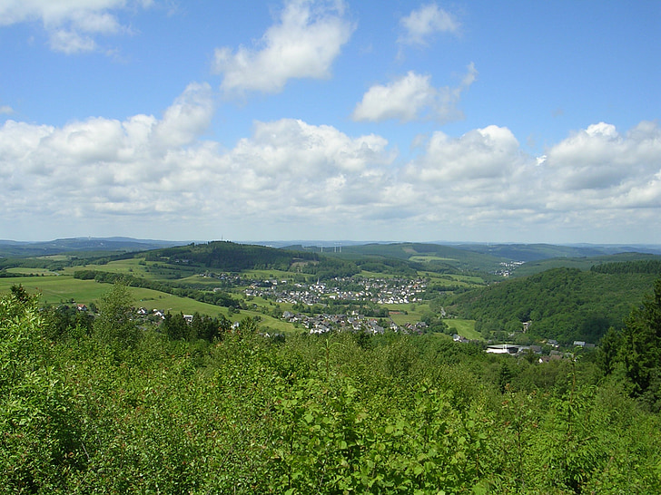 Siegerland, paisagem, Norte Vestefália, floresta, céu, modo de exibição, Visão