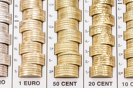 geld, munten, euro, valuta, specie, metaal, losse verandering