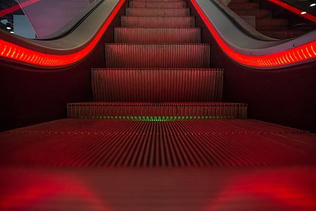 pokretne stepenice, Crveni, koji se kreće, stubište, će, ide dolje, crvena svjetla