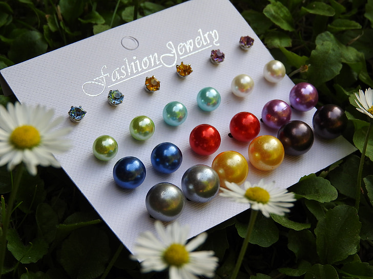 náušnice, perly, farby, kamienky, šperky, móda
