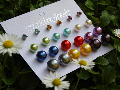 Ohrringe, Perlen, Farben, Strass-Steinen, Schmuck, Mode