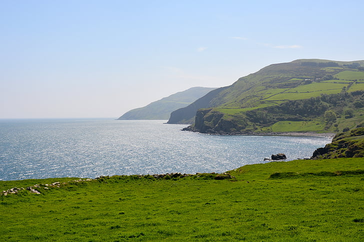 nature, ireland, cushendall, coast, sea, scenics, grass