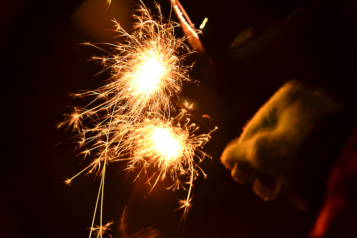 sparkler, light, new year's eve, shower of sparks, mood, radio, burning down
