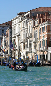 Venecija, Italija, gondole, most, kanal, gondolijeri, brodovi