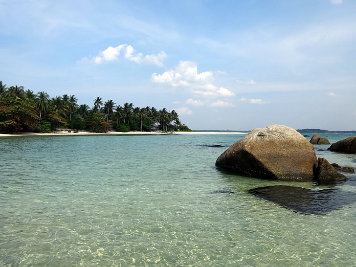Indonesia, belitung, øya, stranden, sjøen, natur