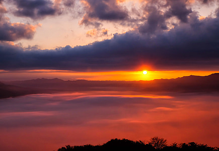 море на облаците, Япония, Кумамото, Асо, облак, Сома, слънце