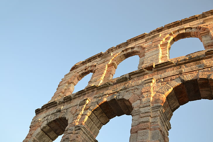 Verona, aréna, kámen, oblouk, obloha, Koloseum, amfiteátr