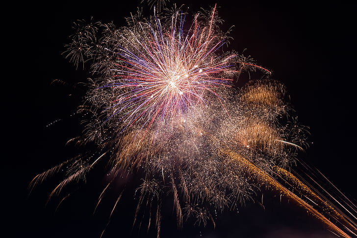 fireworks, night, times, lights, sky, celebration, firework display