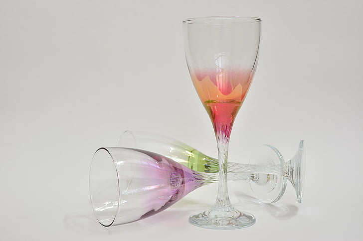glas, samenstelling, licht, viering, drinkglas, wijnglas, rood