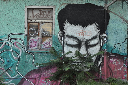 Street art, graffiti, fal, spray, színes, Városi Művészeti, homlokzat