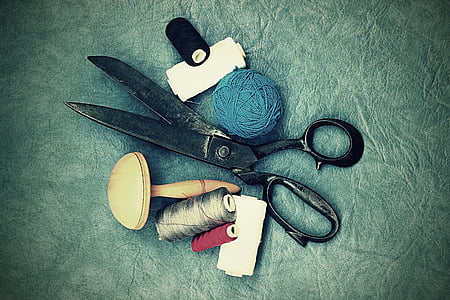 scissors, old, sewing, on peace, work, dress, haute