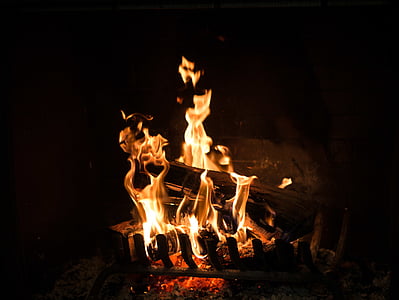 フォーカス, 写真, 燃焼, 薪, 火, 暖炉, 炎