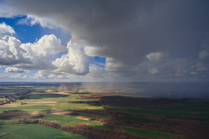 Landwirtschaft, Wolken, Landschaft, Ackerland, Bauernhof, Felder, Grünland