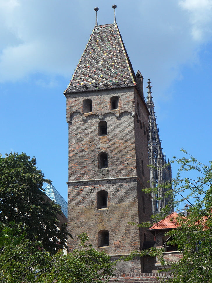 metzgerturm, tower, building, ulm, sky, old, masonry