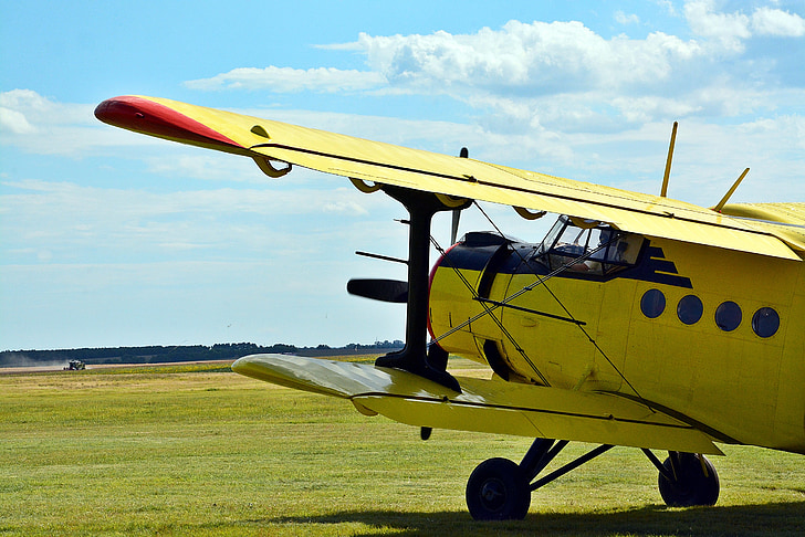 flying, yellow, sky, airplane, air Vehicle, propeller, transportation