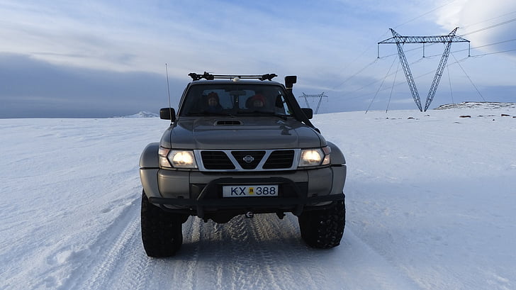 Island, dobrodružství, 4 x 4, sníh, Příroda, vozidlo