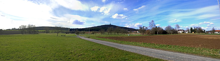 dünsberg, krajobraz, góry, niebo, trawa, fellingshausen, środowisko