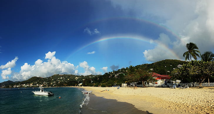 Rouge, a praia, arco-íris, Panorama