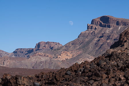 Les cañadas, kaldera, Teide, månen, krateret, Lunar landskap, lava