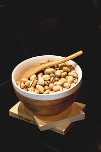 bowl, food, nuts, pistachios, snack