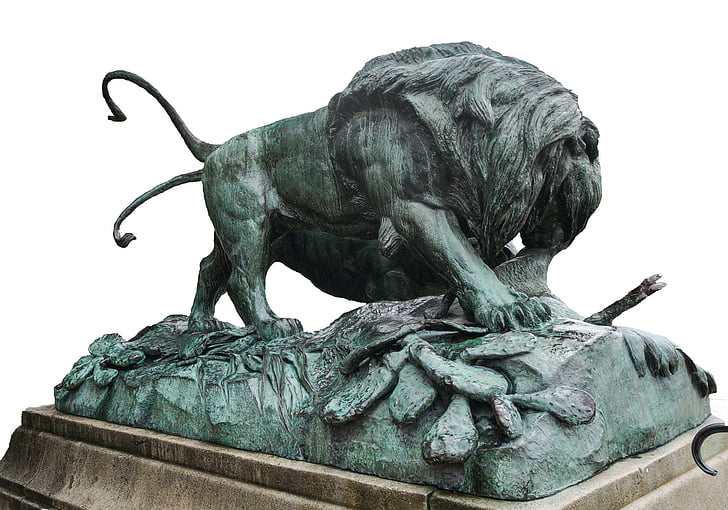 Paris, statue, metal, skulptur, løve, dyr