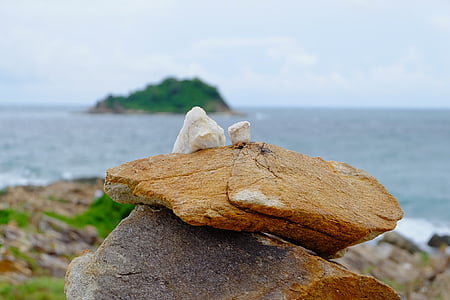 코 사 멧, 강한 돌, 떨어지는, 바다, 자연, 바위-개체, 비치