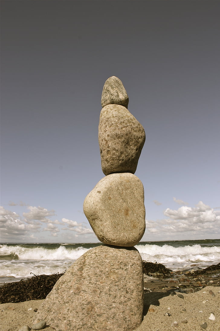 stone, stack, beach, sea, by the sea, water, nature