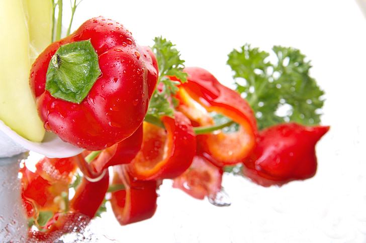 paprika, zelenina, červená, jedlo, trhu, jesť, zdravé