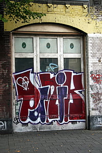 Amsterdam, Países Baixos, cena de rua, rua, porta, grafite
