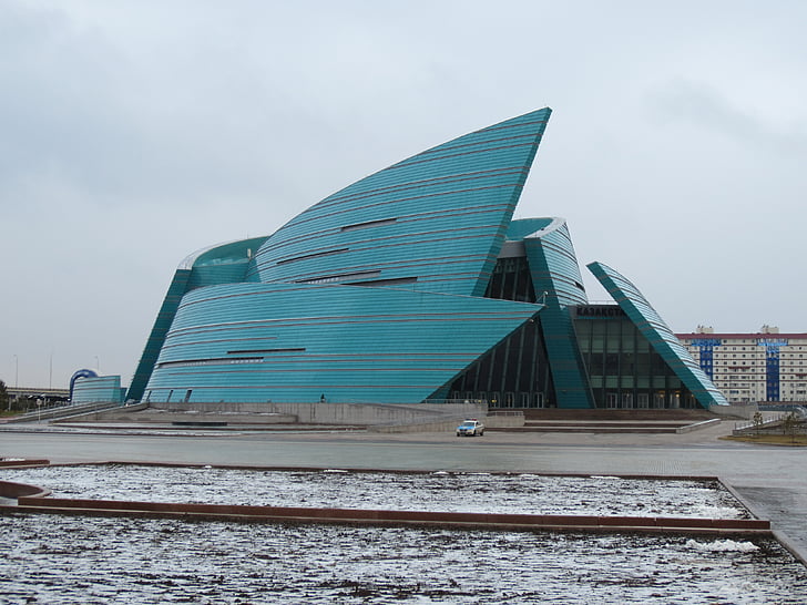 Cazaquistão, Central, concerto, salão, Astana, arquitetura, edifício