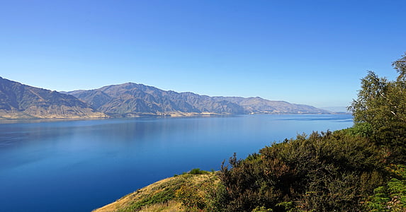 Lac hawea, Nouvelle-Zélande, montagnes, paysage, l’île du Sud, nature, Lac